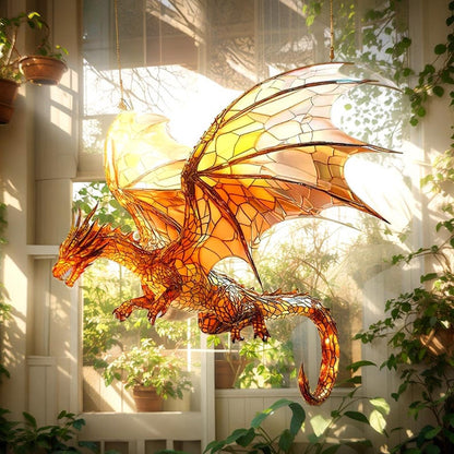 Fantasy Fire Dragon Acrylic Window Hanging