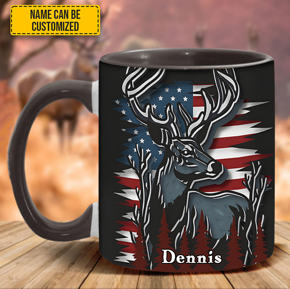 Deer USA Flag - Personalized Hunting Accent Mug