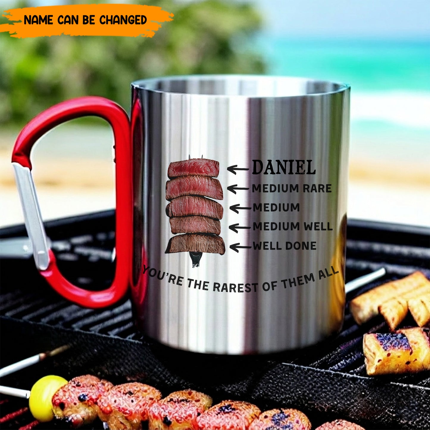 You're The Rarest Of Them All – Personalized Steak BBQ Carabiner Mug