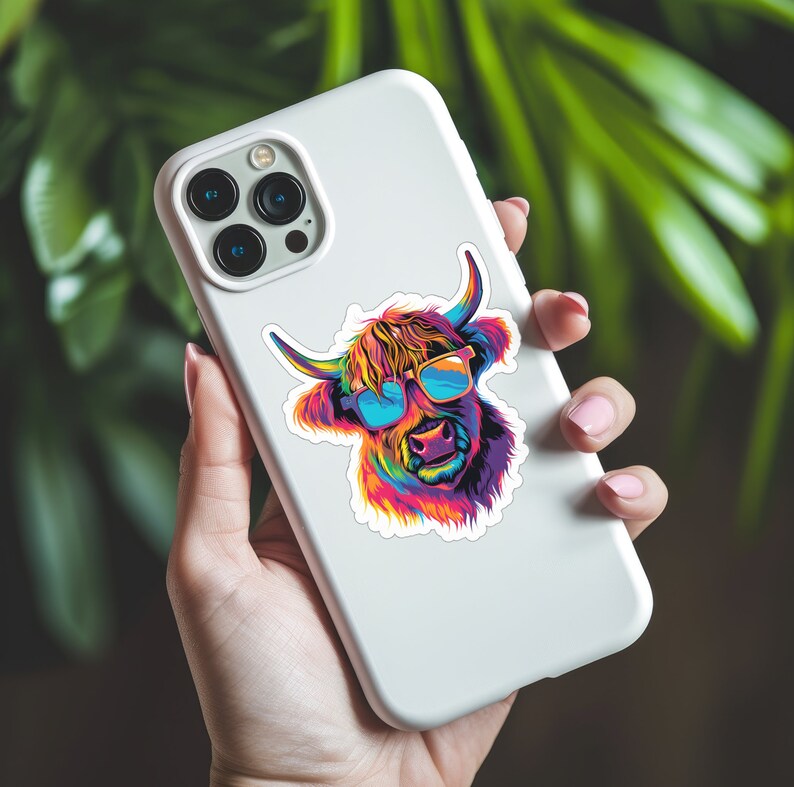 Super Cool Highland Cow Sticker