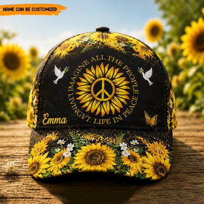 Imagine Peace Sunflower – Personalized Classic Cap