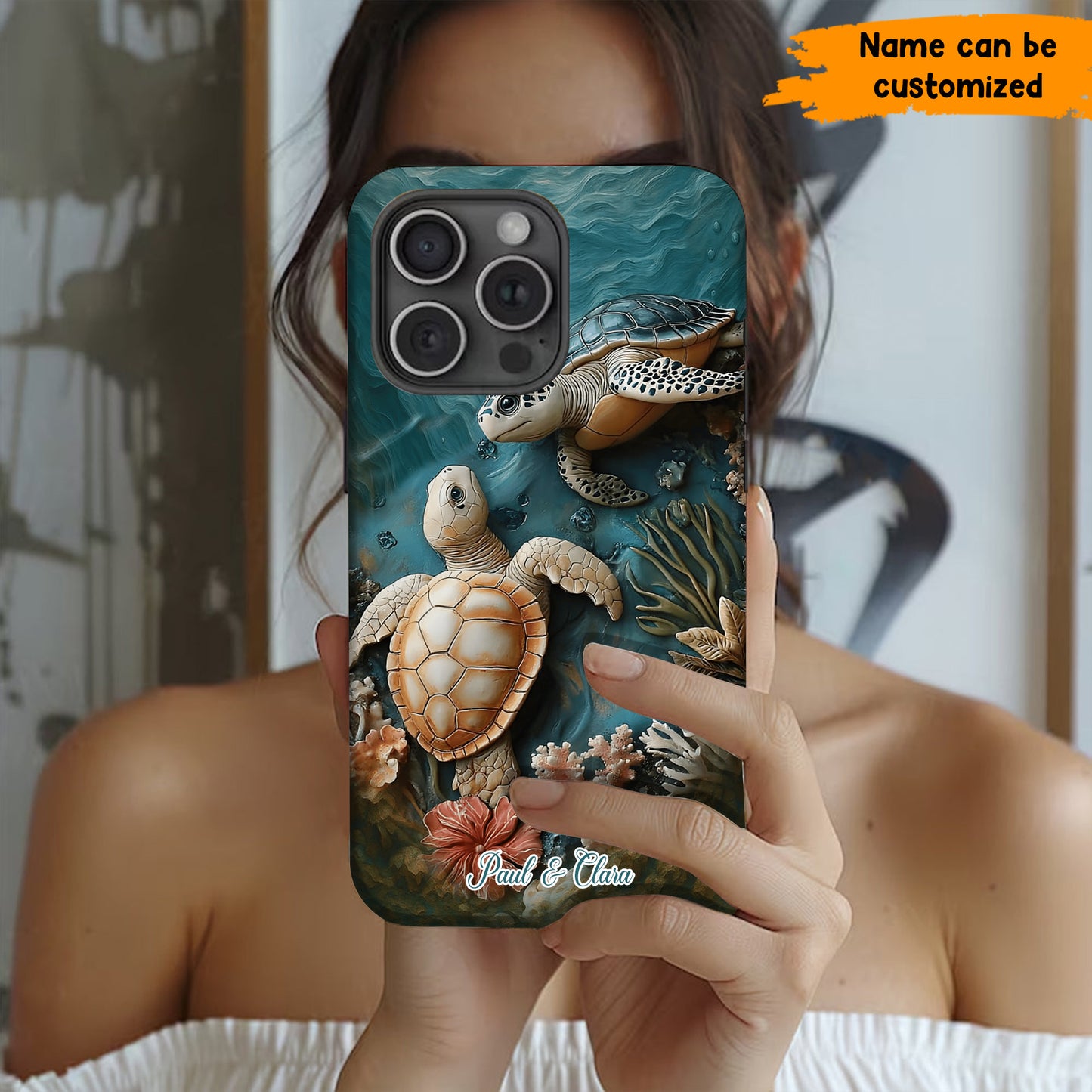 Personalized Couple Turtles Love Phone Case