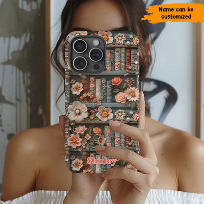 Personalized Floral Bookshelf Phone Case