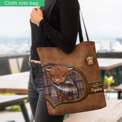Cute Highland Cow - Personalized Highland Cow Tote Bag