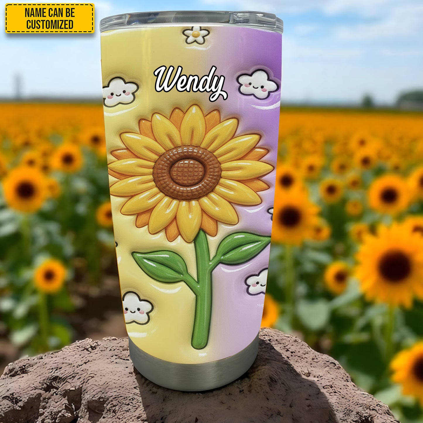 Personalized Sunflower Inflated Tumbler