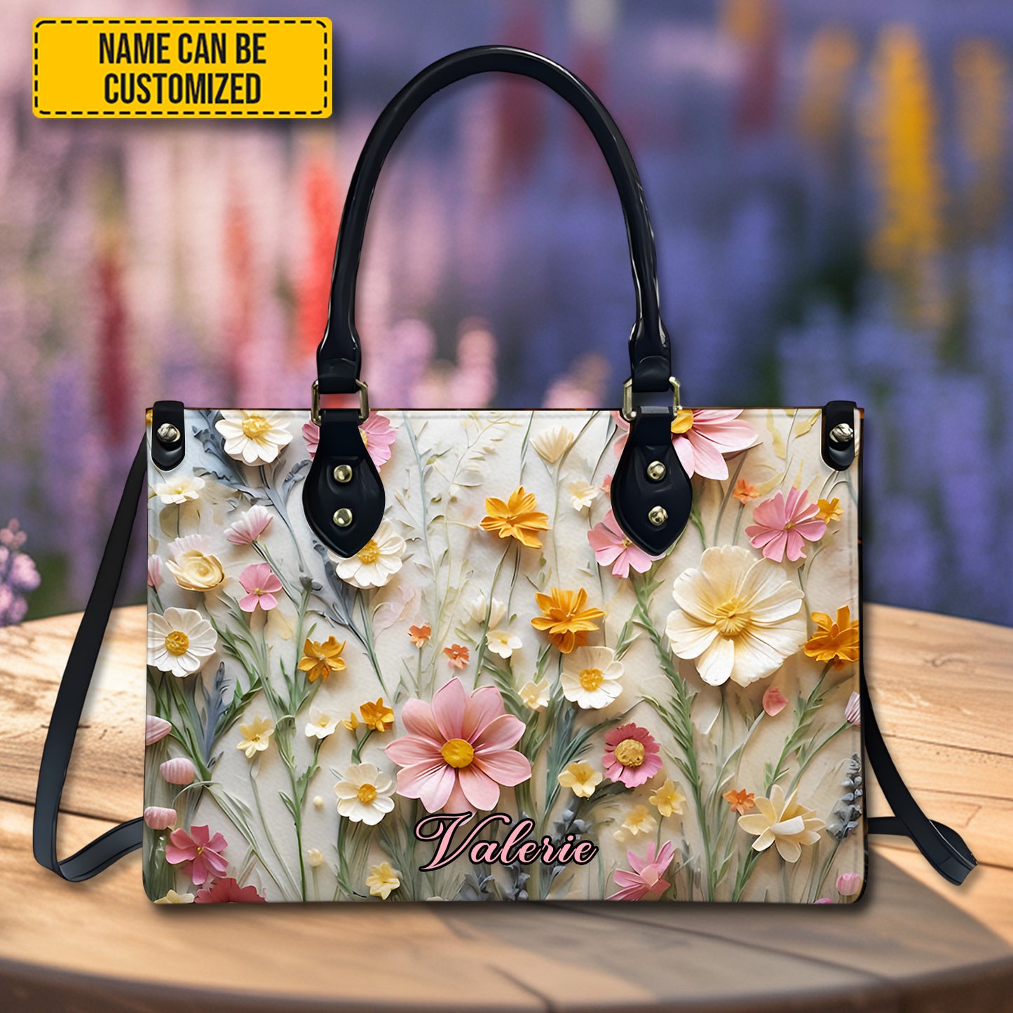Beautiful Flowers - Personalized Leather Handbag