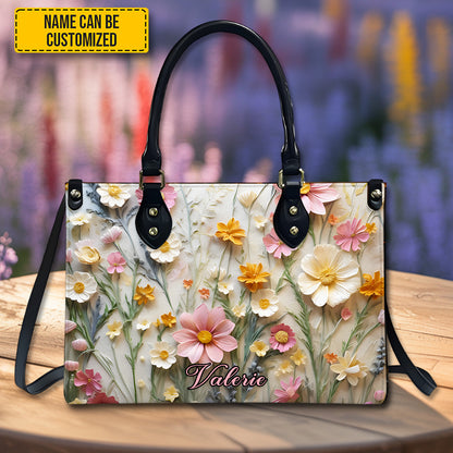 Beautiful Flowers - Personalized Leather Handbag