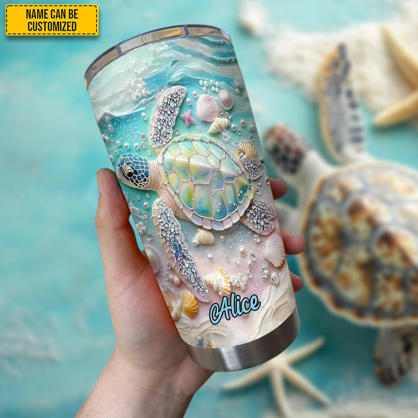 Turtle & Ocean - Personalized Turtle Tumbler