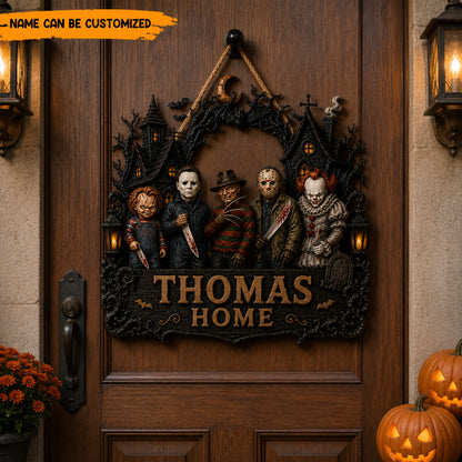 Personalized Halloween Horror Wooden Sign