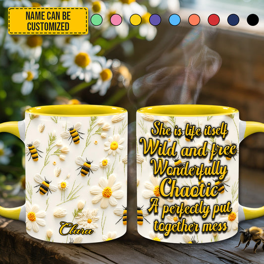 She Is Life Itself  - Personalized Bee Accent Mug