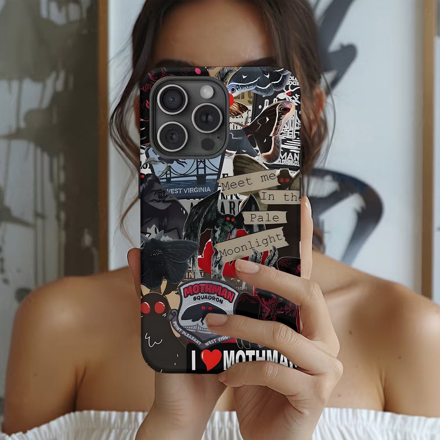 Meet Me in the Pale Moonlight - Mothman Phone Case