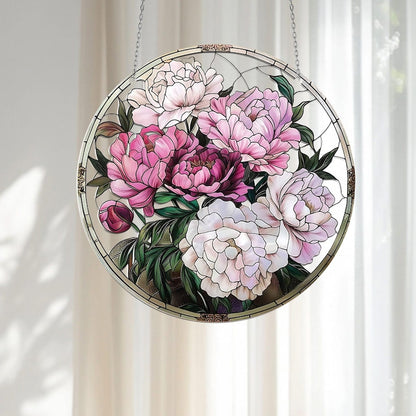 Peony Suncatcher ACRYLIC Hanging Sign, Peony Window Hanging