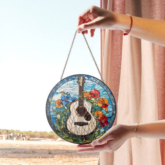 Amazing Guitar Stained Glass Suncatcher