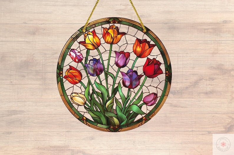 Colorful Tulip Acrylic Window Hanging