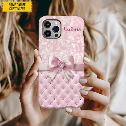 Personalized Pink Diamond Bow Phone Case