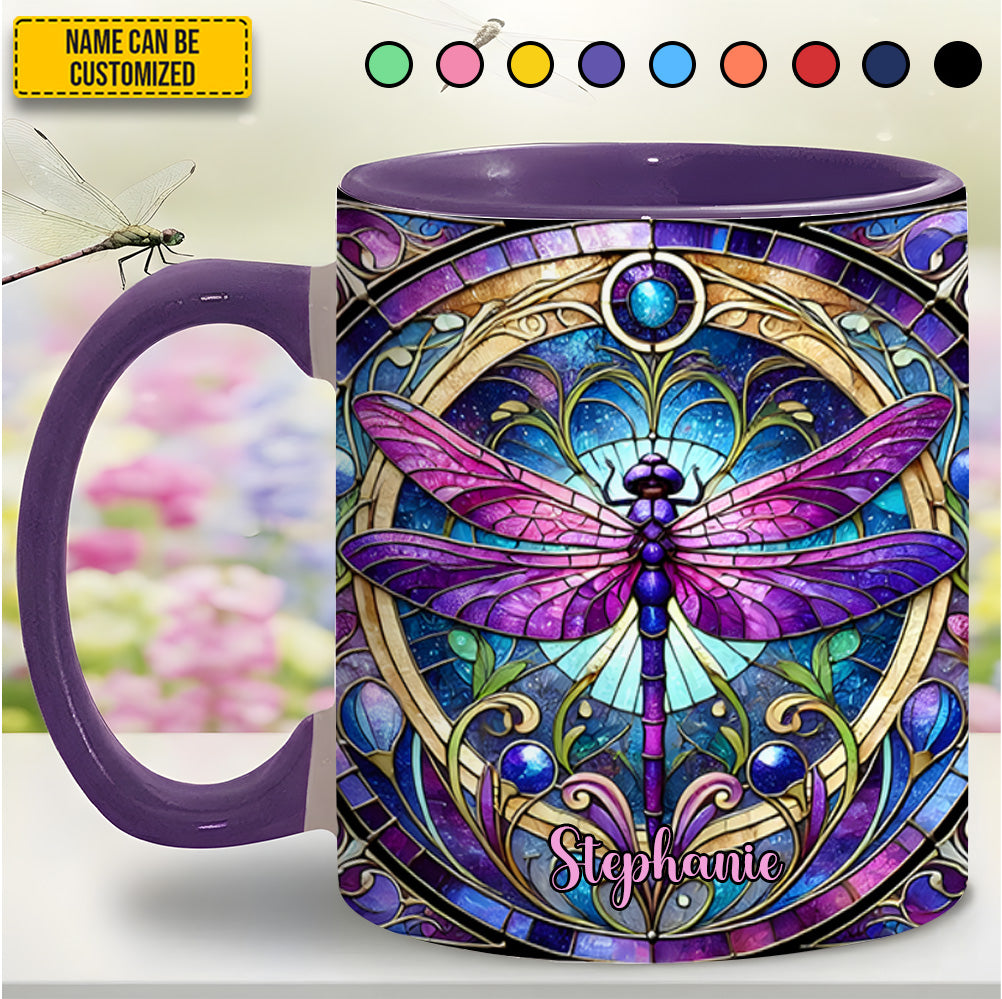 Personalized Dragonfly Stained Glass Accent Mug