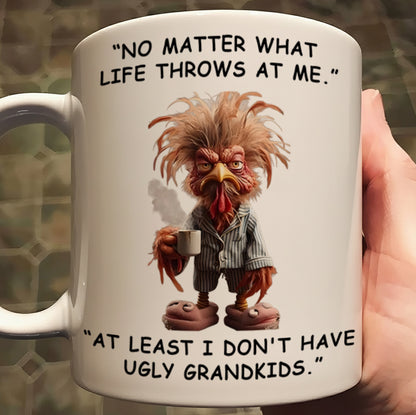 No Matter What Life Throws - Chicken Funny White Mug