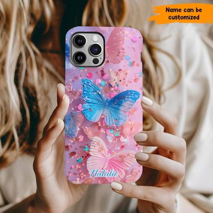 Personalized Butterfly Glitter Phone Case