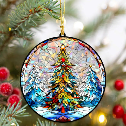 Stained Glass Christmas Tree Acrylic Ornament