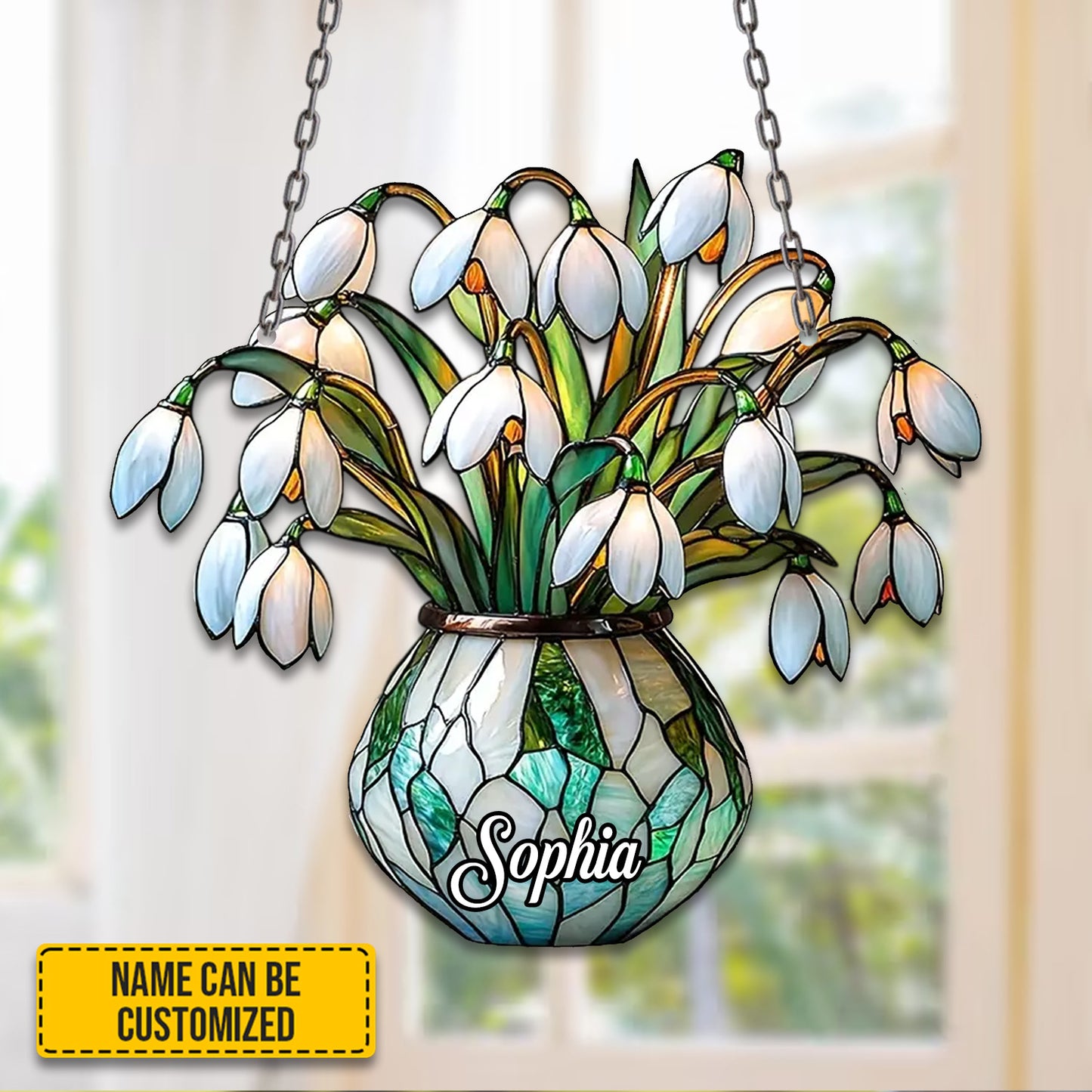 Personalized Snowdrop Acrylic Window Hanging