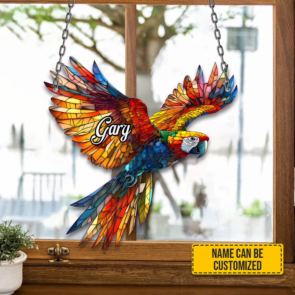 Colorful Flying Parrot - Personalized Acrylic Window