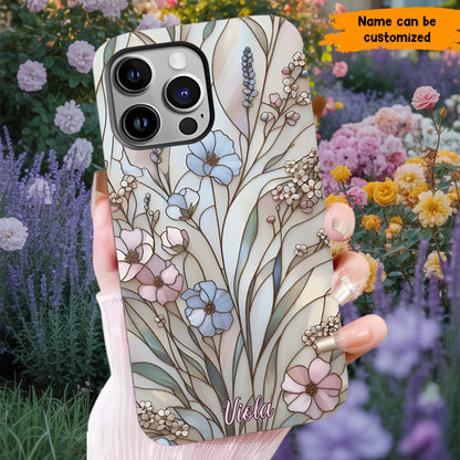 Wildflower Stained Glass Effect  – Personalized Flower Phone Case