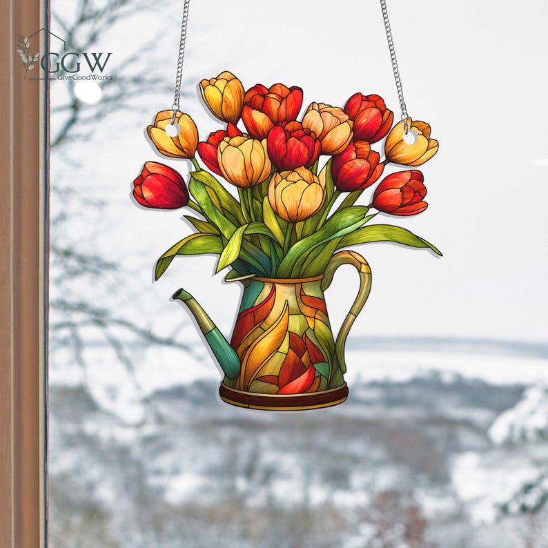 Tulip Flowers Acrylic Window Hanging