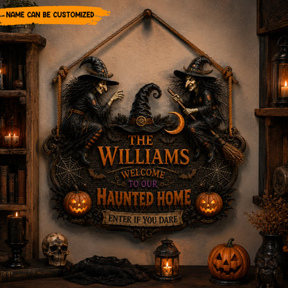 Personalized Witch Halloween Wooden Sign
