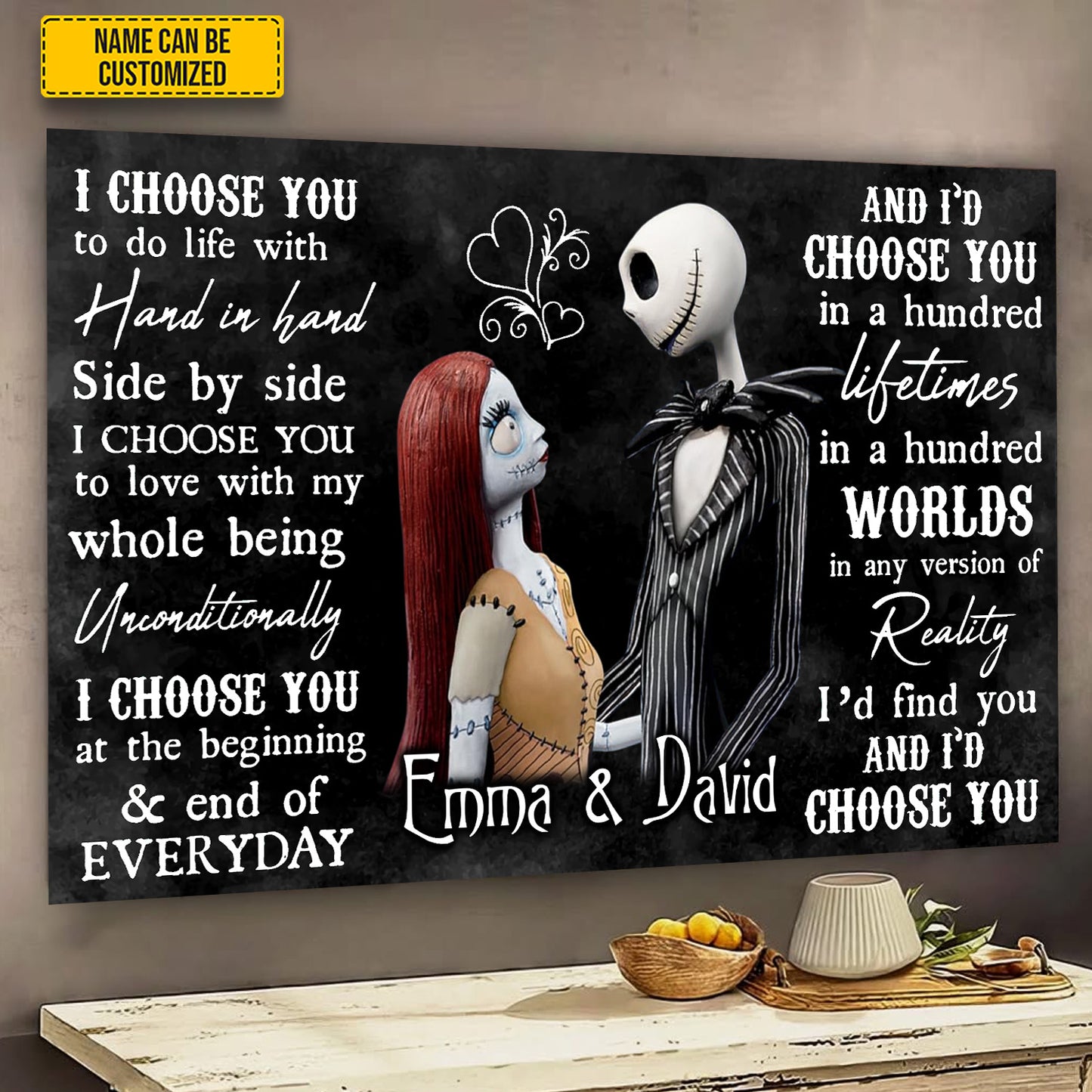 “I Choose You” - Personalized Gothic Couple Canvas & Poster