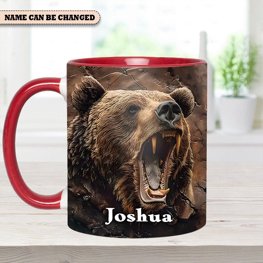 Personalized Grizzly Bear Accent Mug – The Perfect Rustic Gift for Men, Dads, and Nature Lovers.