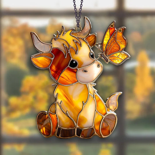 Cow & Butterfly Acrylic Window Suncatcher
