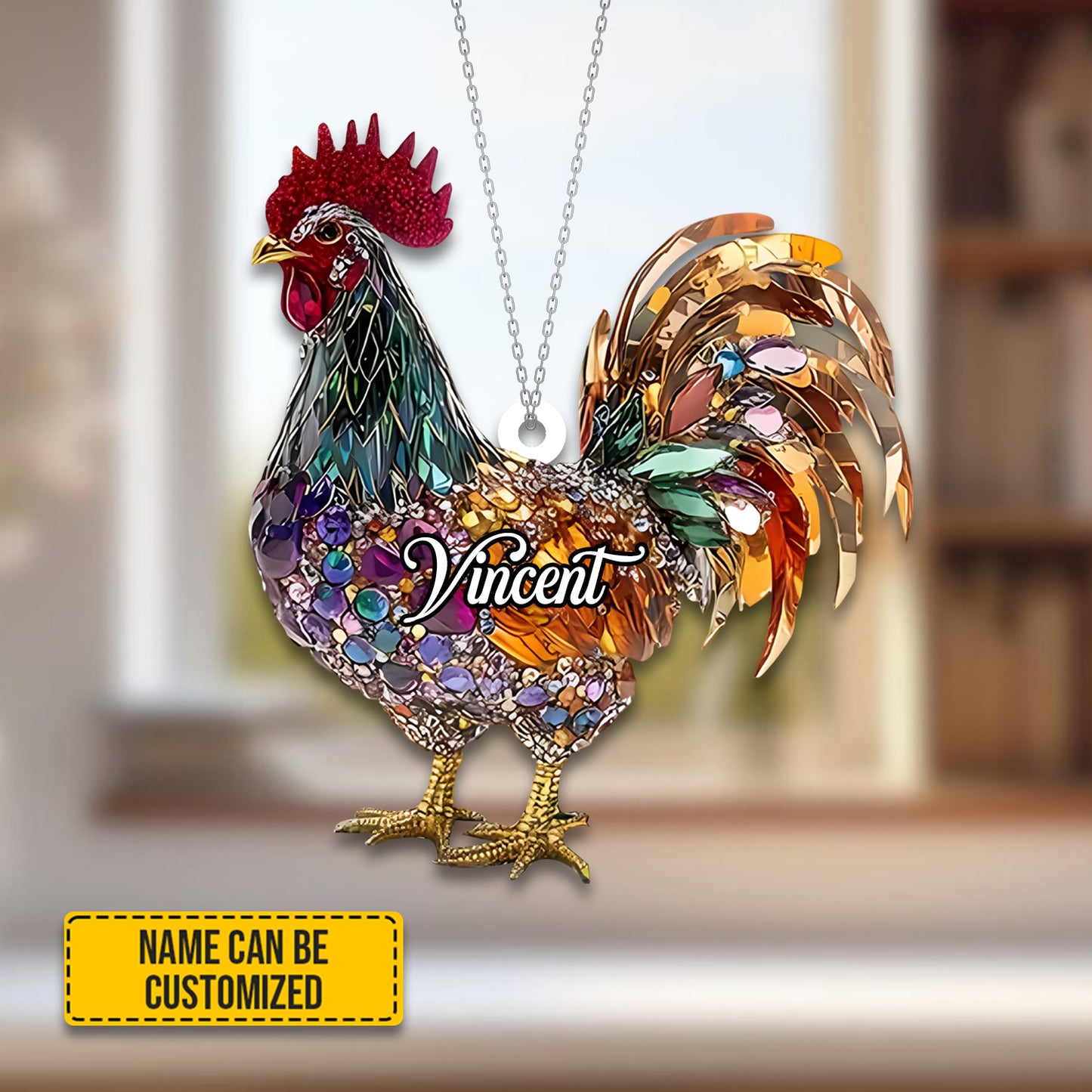 Personalized Flat Acrylic Chicken Window Art – A Charming and Rustic Touch for Any Home or a Thoughtful Gift