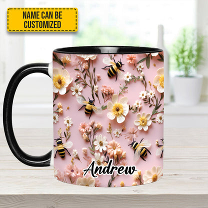 Flower and Bee - Personalized Accent Mug