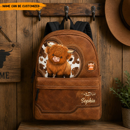 Personalized Highland Cow - Kids Backpack