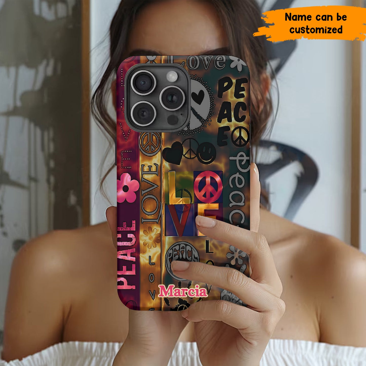 Peace & Love Vibes – Personalized Hippie Phone Case