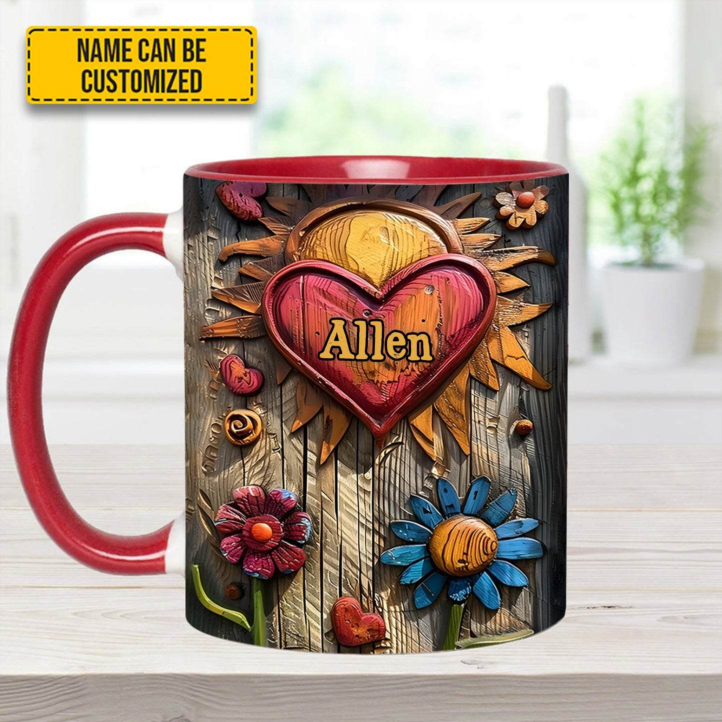 Hippie Heart Symbol - Personalized Hippie Accent Mug