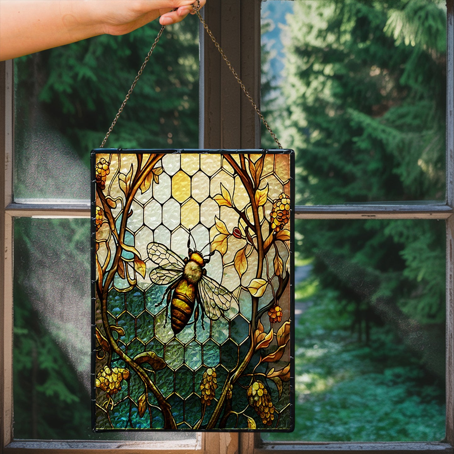 Beautiful Bee Ripple Acrylic Suncatcher