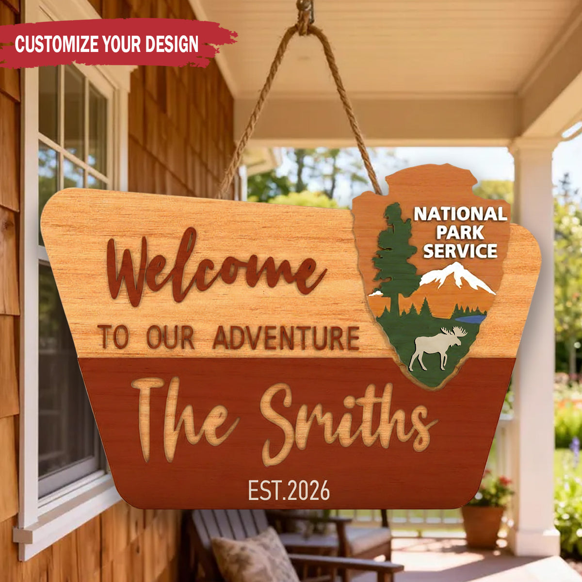 Personalized Welcome to Our Adventure Cabin Wood Sign