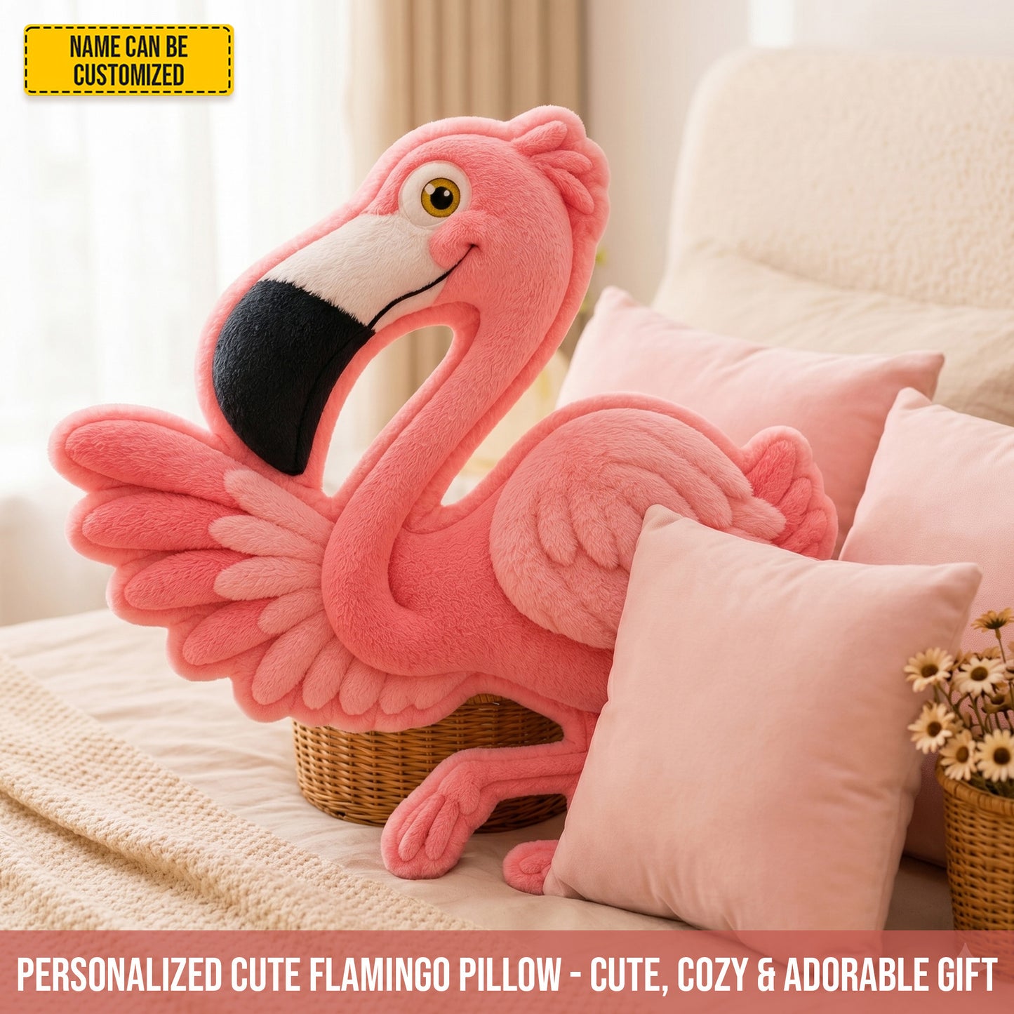 Personalized Cute Flamingo Custom Shaped Pillow