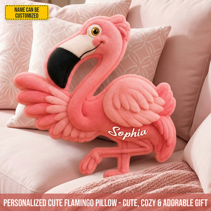 Personalized Cute Flamingo Custom Shaped Pillow