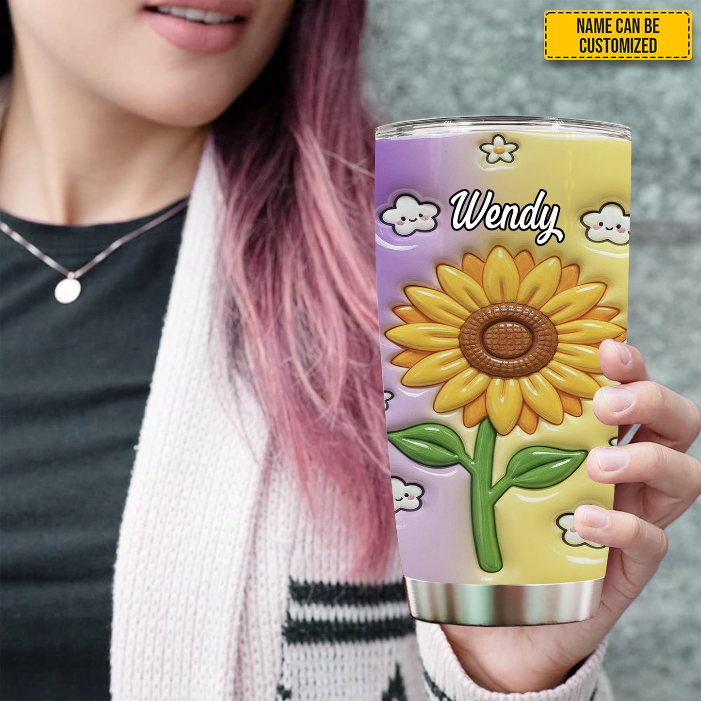 Personalized Sunflower Inflated Tumbler