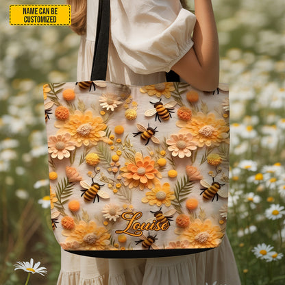Bee & Floral - Personalized Tote Bag