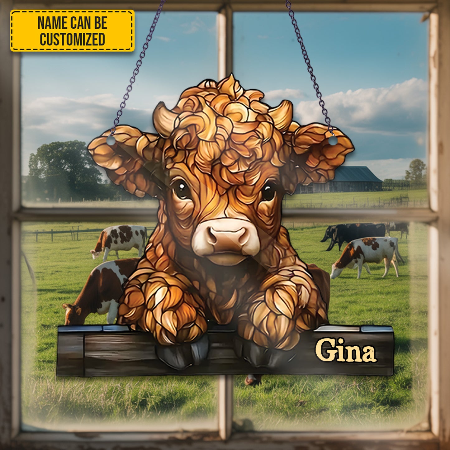 Cute Highland Cow - Personalized Acrylic Window