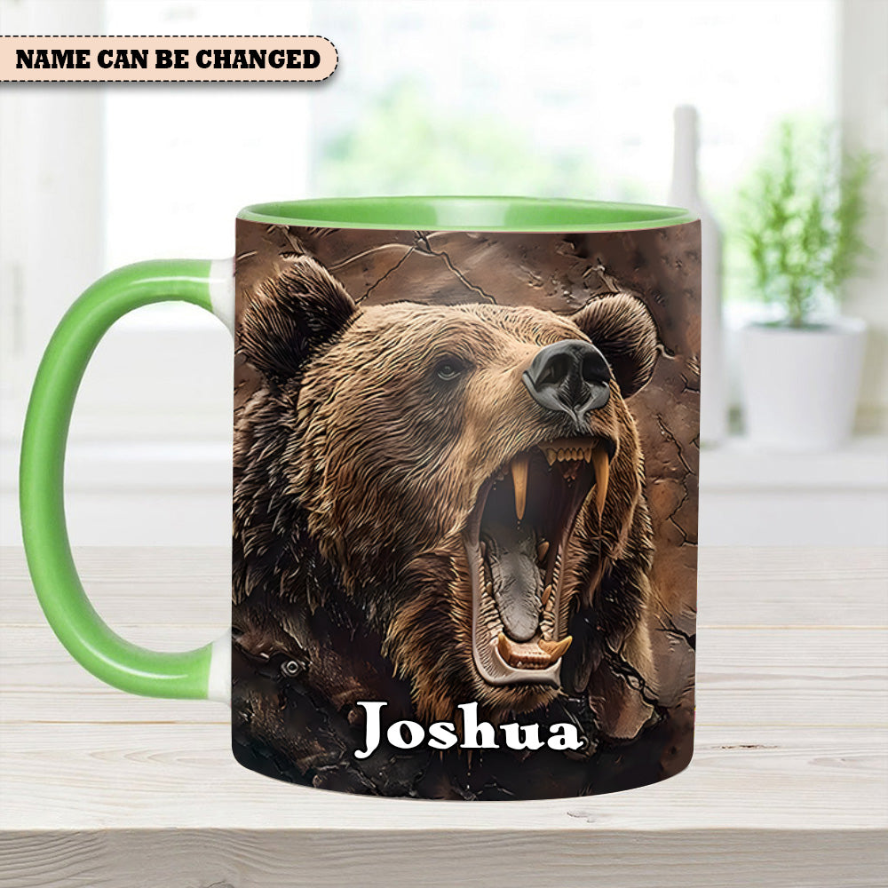 Personalized Grizzly Bear Accent Mug – The Perfect Rustic Gift for Men, Dads, and Nature Lovers.