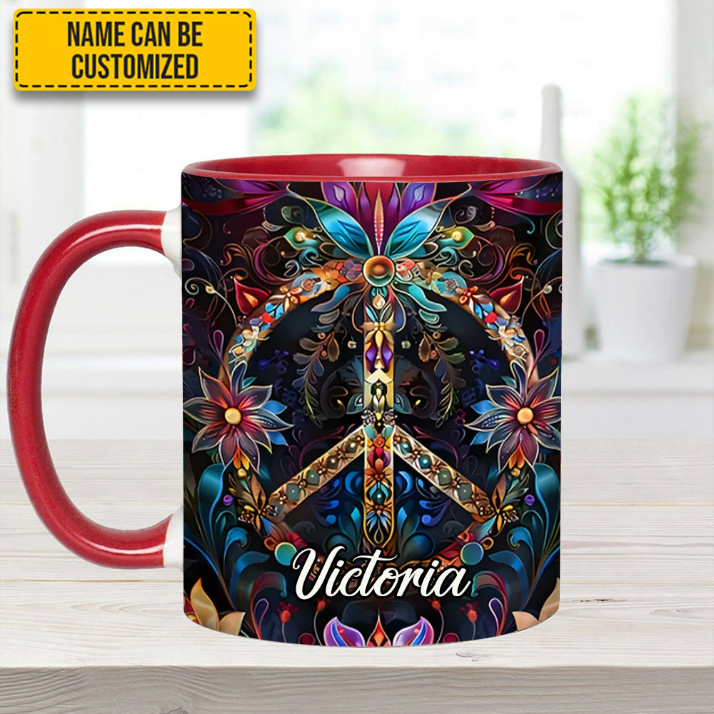 Peace & Love Symbol – Personalized Hippie Accent Mug