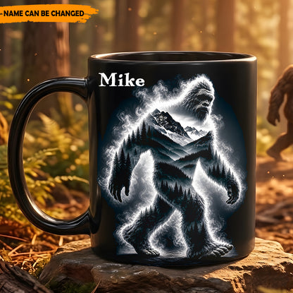 Mountain Spirit – Personalized Bigfoot Black Mug