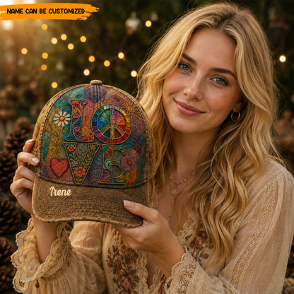 Personalized Love & Peace Hippie Classic Cap