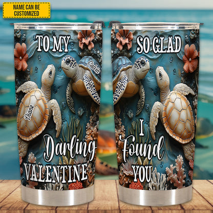 So Glad I Found You - Personalized Turtle Couple Tumbler