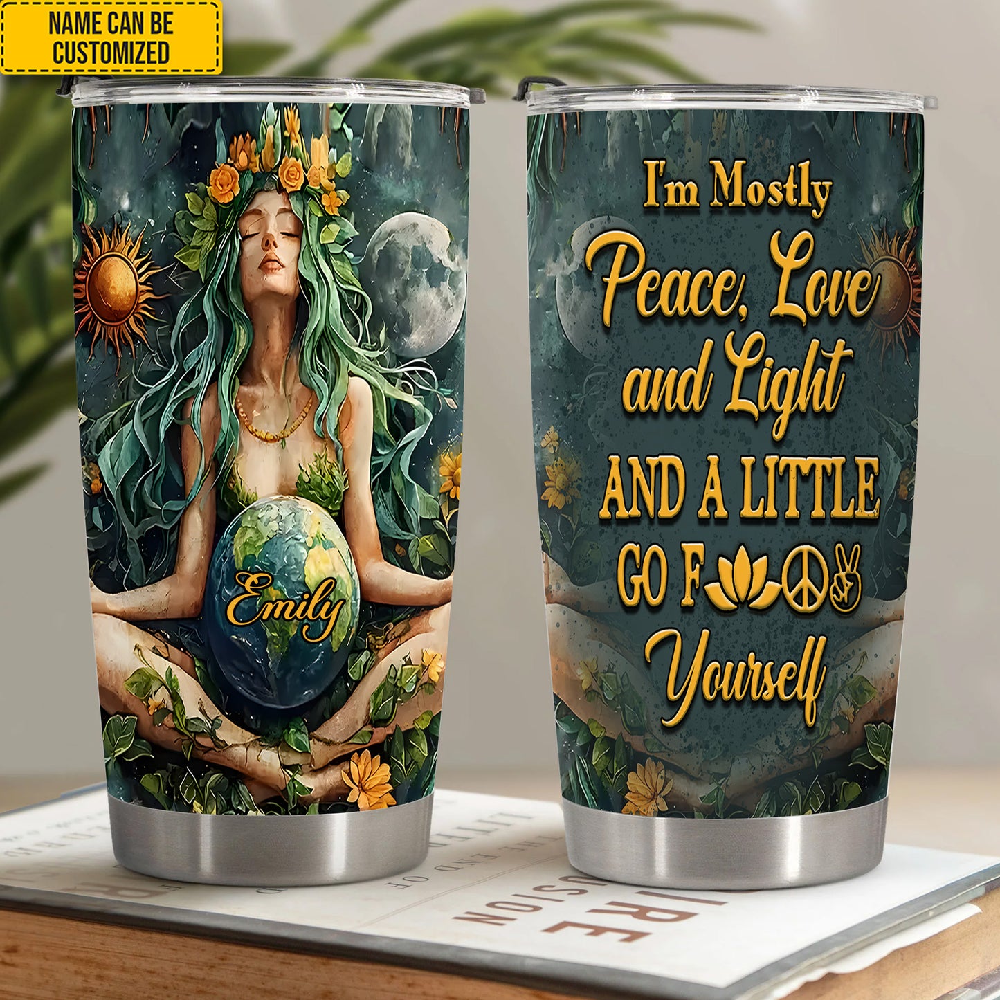 Personalized Yoga Hippie Mindfulles Tumbler