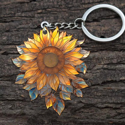 Sunflower Keychain, Personalized Shape Keychain